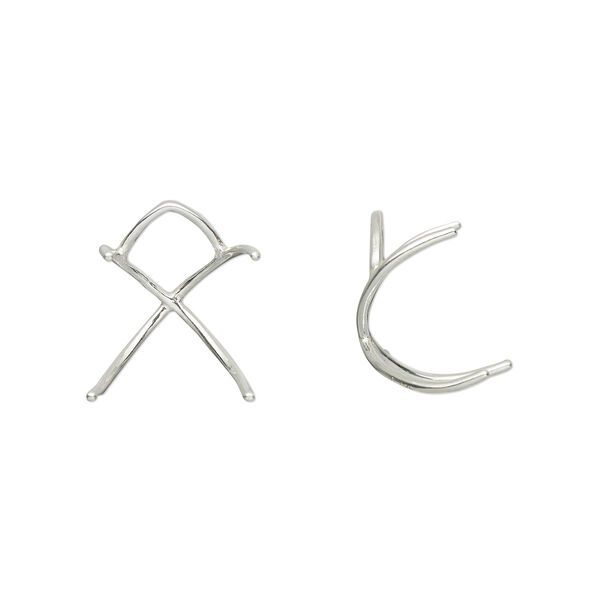 Pendant sterling silver 1pkg1, 12x10mm / 8-10mm 4-prong freeform huggie setting Amoracast® image number 0