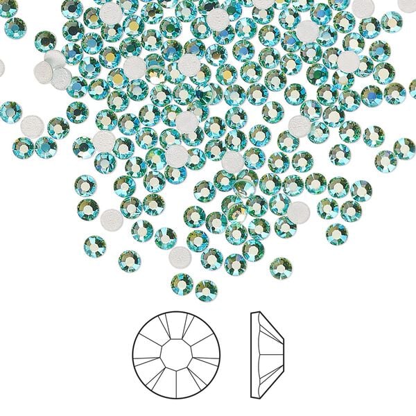 Flat back 144pk Caribbean Sea AB foil back, Preciosa MAXIMA Czech crystal hotfix rhinestone 2.3-2.5mm chaton rose round SS8 image number 0