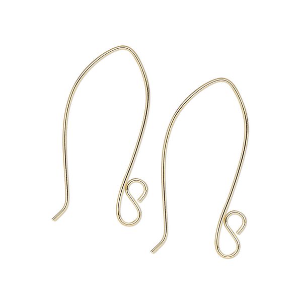 Ear wire 1pkg20 gold-plated, 35mm marquise / open loop, 19 gauge brass 10 pair image number 0