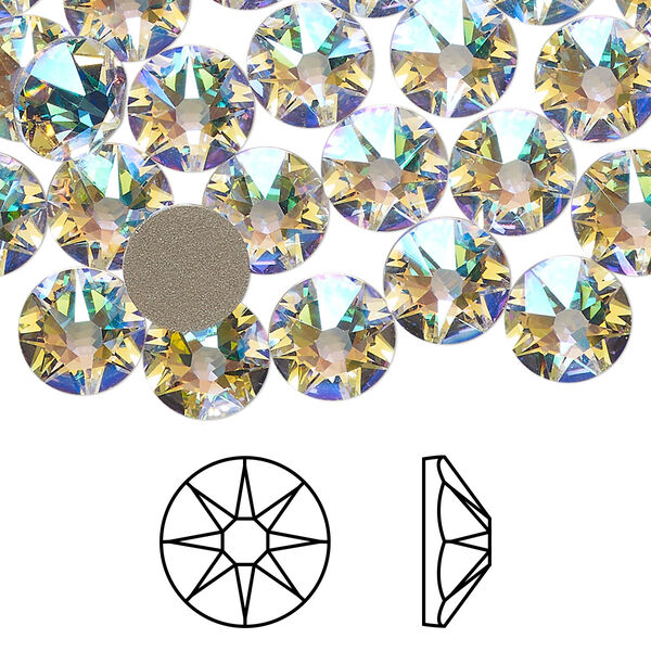Flat back 144pk crystal shimmer foil back, Swarovski® 8.412-8.672mm rose round SS40 2088 image number 0