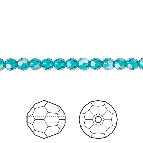 Bead 12pk blue zircon, Crystal Passions® 4mm round 5000 image number 0