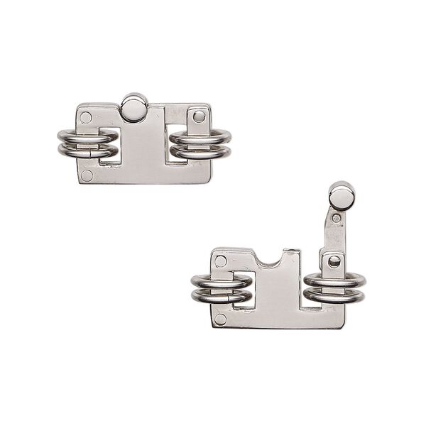 Clasp, stainless steel, 15x10mm rectangle with (4) 7mm jump rings. Sold individually. image number 0