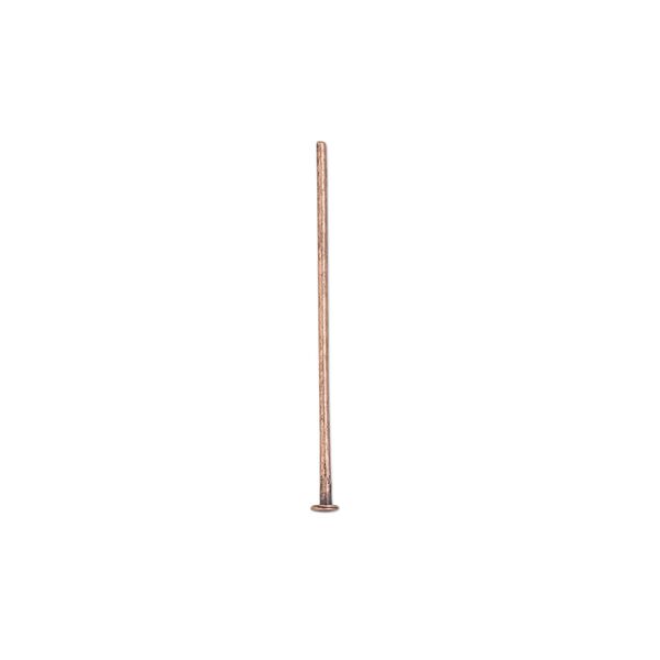 Head pin, antique copper-plated brass, 1 inch, 21 gauge. Sold per pkg of 100. image number 0