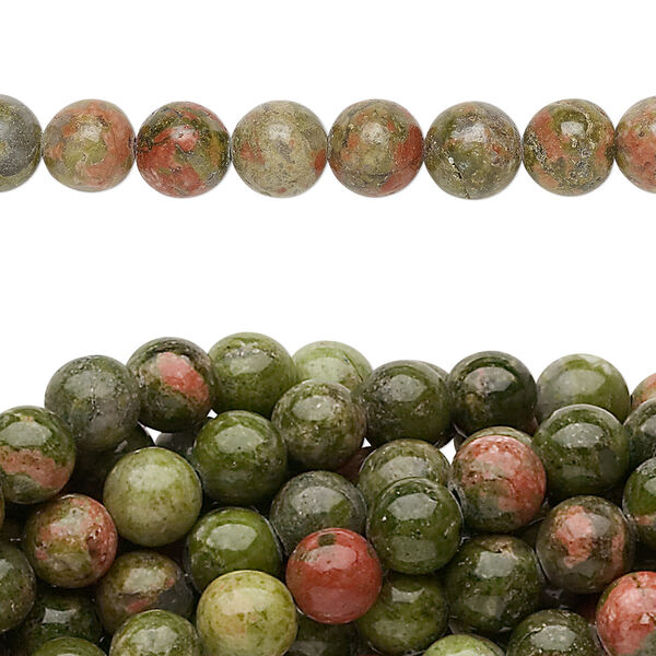 Unakite 1pkg10, round bead natural C grade, 15.5-16 inch 6mm image number 0