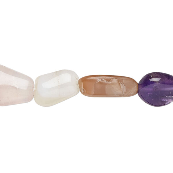 Bead, multi-gemstone (natural / dyed / stabilized / heated / irradiated), mini to small nugget, Mohs hardness 3 to 7. Sold per 14-inch strand. image number 0