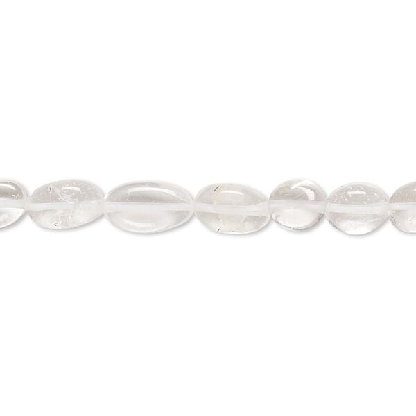Quartz crystal 1pkg1, hand-cut puffed oval bead natural 14 inch 6x5mm-9x6mm image number 0