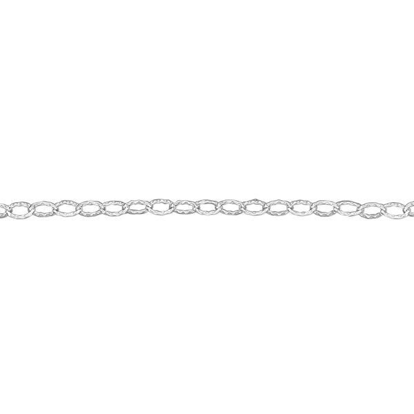 Chain, sterling silver, 3x2mm flat ribbed cable. Sold per pkg of 5 feet. image number 0