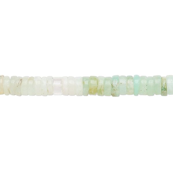 Green Peruvian opal 1pkg1, hand-cut rondelle bead natural 8 inch 4x1mm-6x2mm image number 0