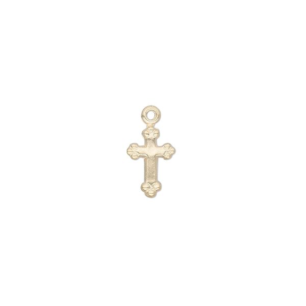 Drop, 14Kt gold-filled, 11x7mm cross. Sold per pkg of 2. image number 0