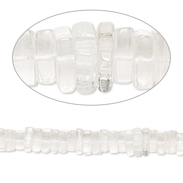 Quartz crystal 1pkg1, hand-cut square rondelle bead natural 8 inch 3x1mm-6x3mm image number 0