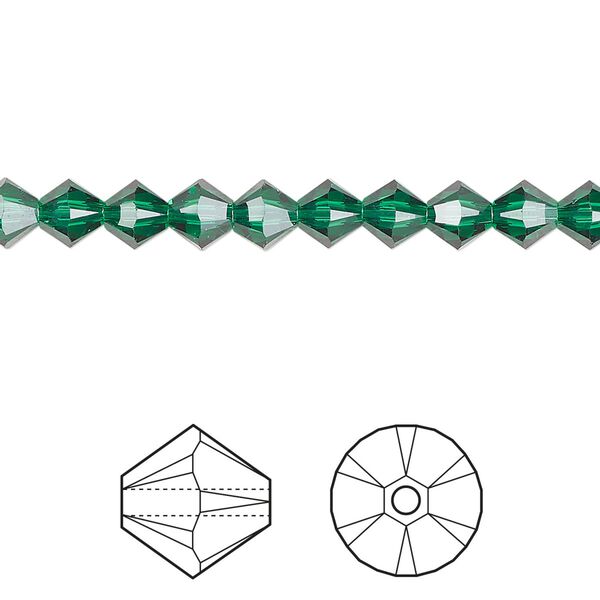 Bead 720pk majestic green, Swarovski® 5mm XILION bicone 5328 image number 0
