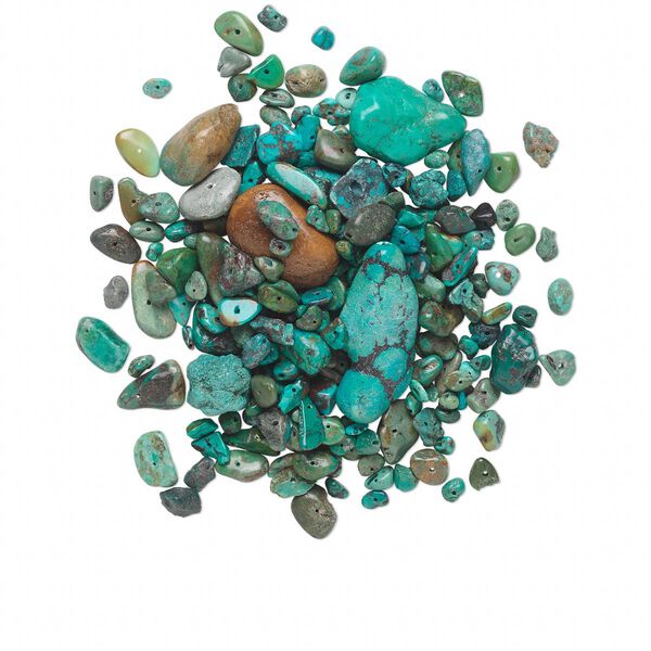 Turquoise 1pkg1, chip / nugget bead 1/4 lb mix small to gigantic / mini to extra-large image number 0
