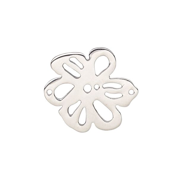 Link, stainless steel, 23x21mm flower with cutouts. Sold individually. image number 0
