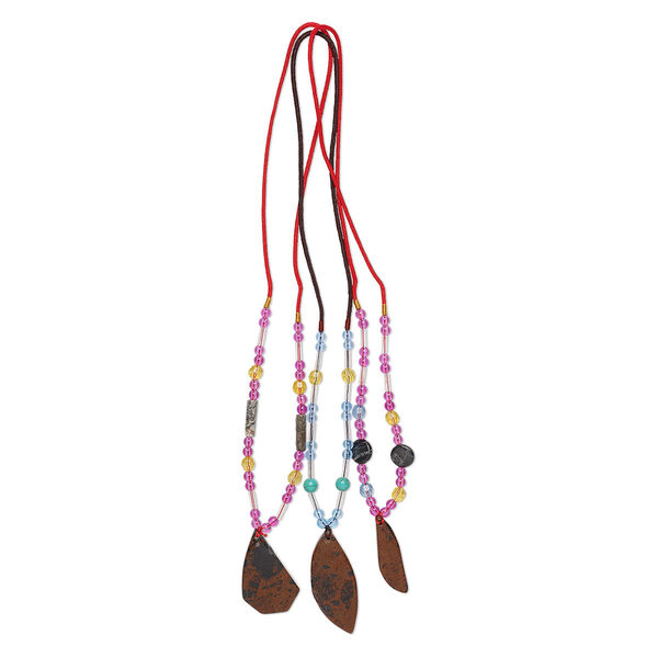 Mahogany obsidian / multi-gemstone / acrylic 1pkg3, freeform necklace continuous 20-24 inch mix 45x14mm-60x32mm image number 0
