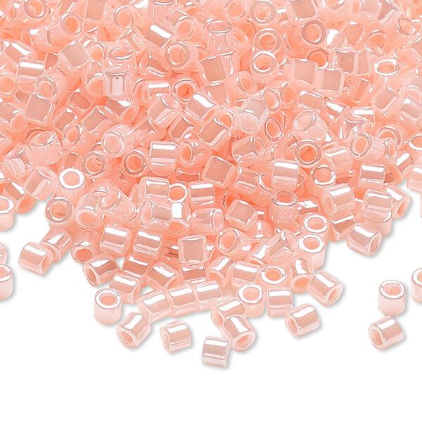 Seed bead, Delica®, glass, pkg/50g, #8 round, opaque inside dyed color luster pink (DBL-0244). image number 0