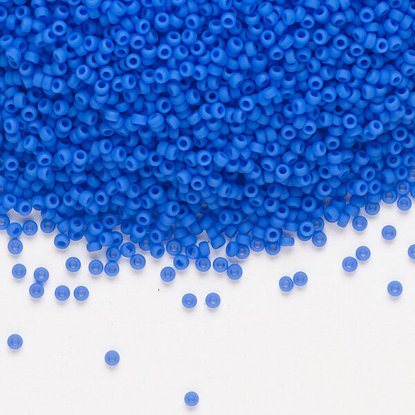 Seed bead, Miyuki, glass, pkg/35g, #15 rocaille, opaque matte cyan blue, (RR-417F). image number 0