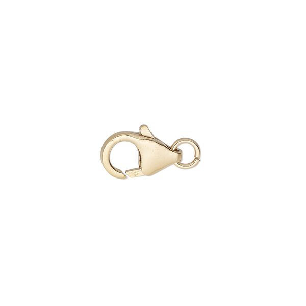 Clasp, lobster claw, 14Kt gold-filled, 12x8mm with 4.5mm jump ring. Sold individually. image number 0
