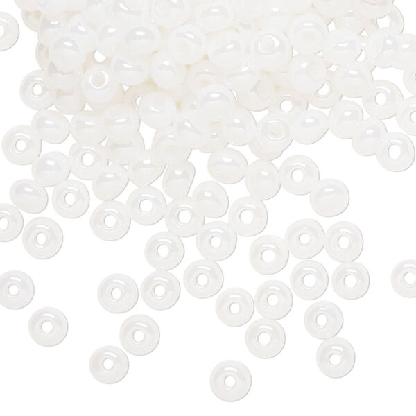 Seed bead, Preciosa Ornela Czech glass, pkg/500g, #6 rocaille, opaque luster alabaster, (57102). image number 0