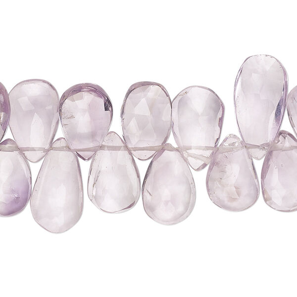 Lavender amethyst 1pkg1, hand-cut top-drilled faceted puffed teardrop bead natural 9 inch 9x7mm-16x8mm image number 0