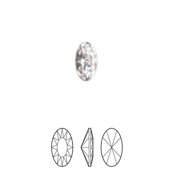 Fancy stone 24pk crystal foil back, Crystal Passions® 10x5.5mm elongated oval 4162 image number 0