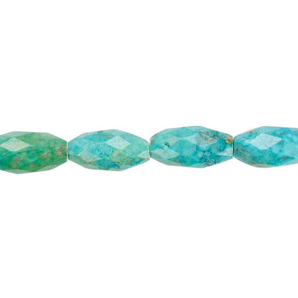 Bead, turquoise (dyed / stabilized), 12x6mm faceted oval, C grade, Mohs hardness 5 to 6. Sold per 15" to 16" strand. image number 0
