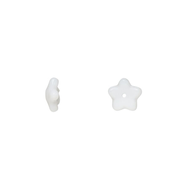 Bead cap, Czech pressed glass, opaque white, 8x3mm flower fits 6-8mm bead. Sold per pkg of 50. image number 0