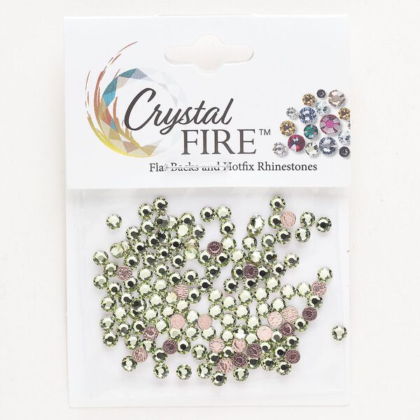 Flat back 144pk peridot, Crystal Fire® 3.00-3.12mm hotfix round SS12 image number 0