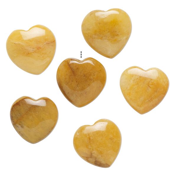 Golden "jade" 1pkg6, half-drilled puffed heart drop natural 15-16mm image number 0