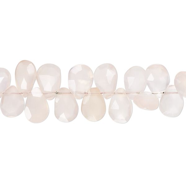 Pink chalcedony 1pkg1, hand-cut top-drilled faceted puffed teardrop bead 8 inch 8x6mm-12x8mm image number 0