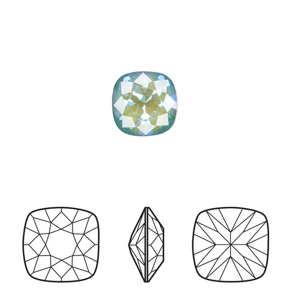 Fancy stone 2pk crystal silky sage DeLite, Crystal Passions® 10mm cushion 4470 image number 0