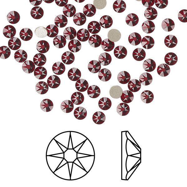 Flat back 144pk Siam foil back, Crystal Passions® 3-3.2mm rose round SS12 2088 image number 0