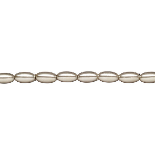 Pearl 1pk platinum, Celestial Crystal® 6x3.5mm rice 15.5-16 inch image number 0
