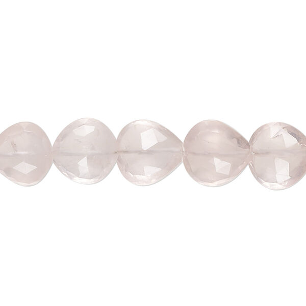 Rose quartz 1pkg1, hand-cut faceted puffed teardrop bead natural 7 inch 8x8mm-11x10mm image number 0
