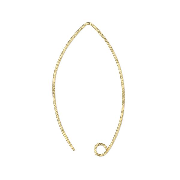 Ear wire 1pkg2 sterling silver, 33mm diamond-cut marquise / open loop, 21 gauge "vermeil" 1 pair image number 0