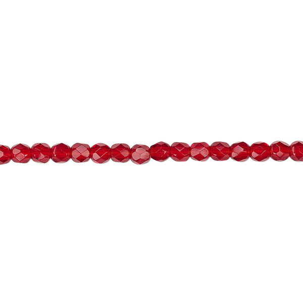 Bead, Czech fire-polished glass, ruby red, 3mm faceted round. Sold per pkg of 1,200 (1 mass). image number 0