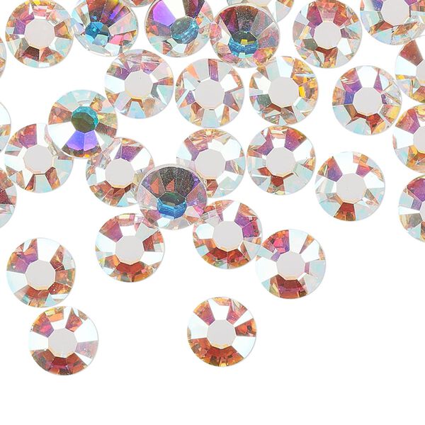 Flat back, Dance With Me™ crystal rhinestone, crystal AB, foil back, 7.07-7.27mm rose, SS34. Sold per pkg of 144 (1 gross). image number 0