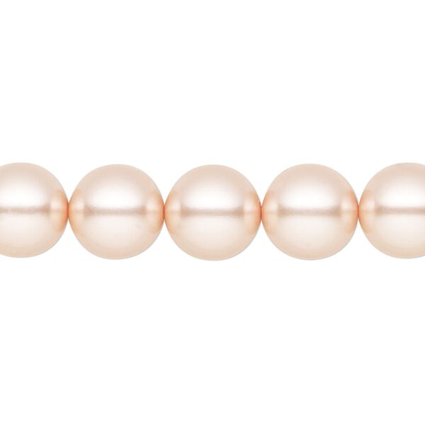 Pearl 10pk peach, Preciosa Czech crystal 10mm round image number 0