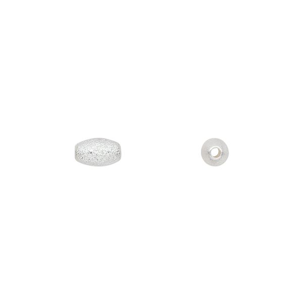 Bead, sterling silver, 7x4mm textured oval. Sold per pkg of 10. image number 0