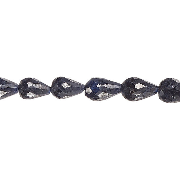 Blue sapphire 1pkg1, hand-cut faceted teardrop bead 15.5-16 inch 7x5mm-9x7mm image number 0