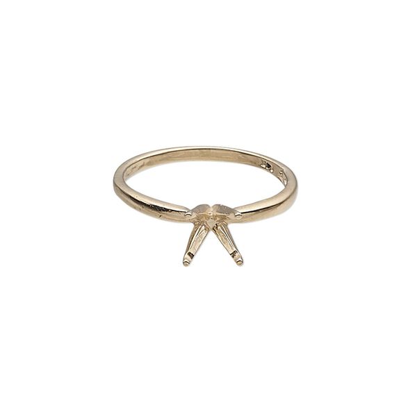 Ring, Sure-Set™, 14Kt gold, 7mm 4-prong round setting, size 7. Sold individually. image number 0