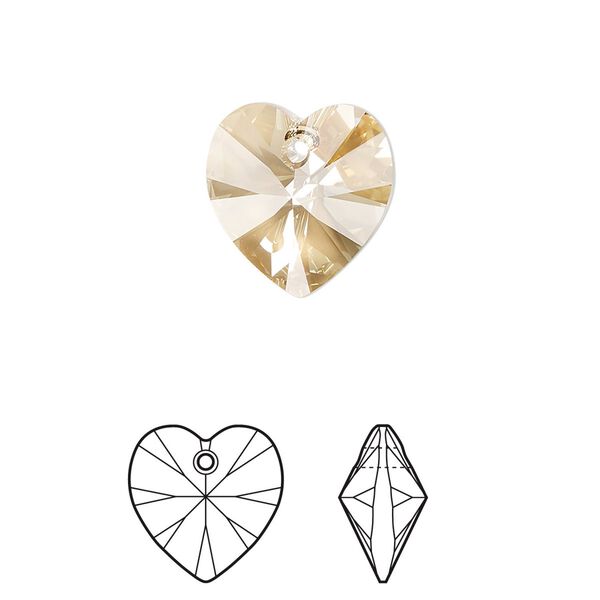 Drop 24pk crystal golden shadow, Crystal Passions® 14mm pendant heart 6228 image number 0