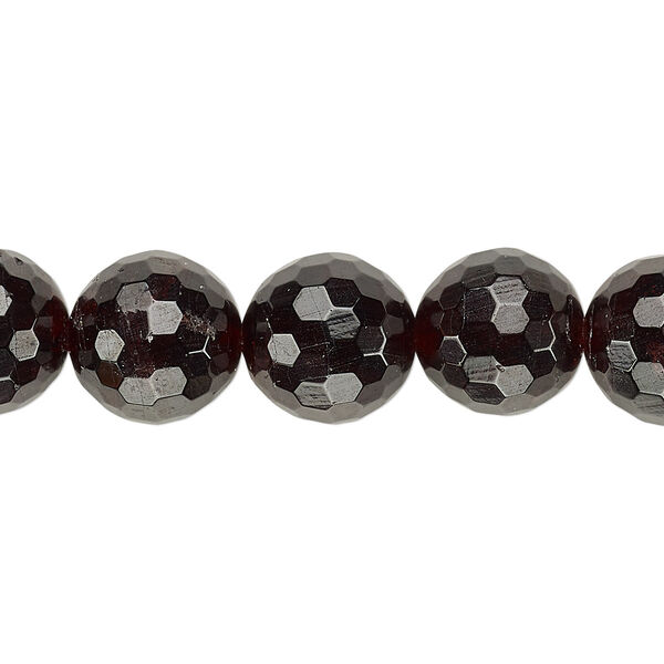 Bead, garnet (natural), 11-12mm faceted round, C+ grade, Mohs hardness 7 to 7-1/2. Sold per 8-inch strand. image number 0