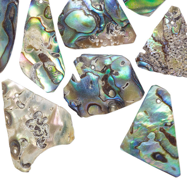 Focal and drop, abalone shell (natural), 16x17mm-36x25mm freeform, Mohs hardness 3-1/2. Sold per 1-ounce pkg, approximately 20-25 pieces. image number 0