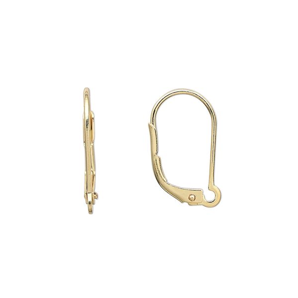 Ear wire leverback 1pkg10 gold-plated, 18mm / open loop, brass 5 pair image number 0