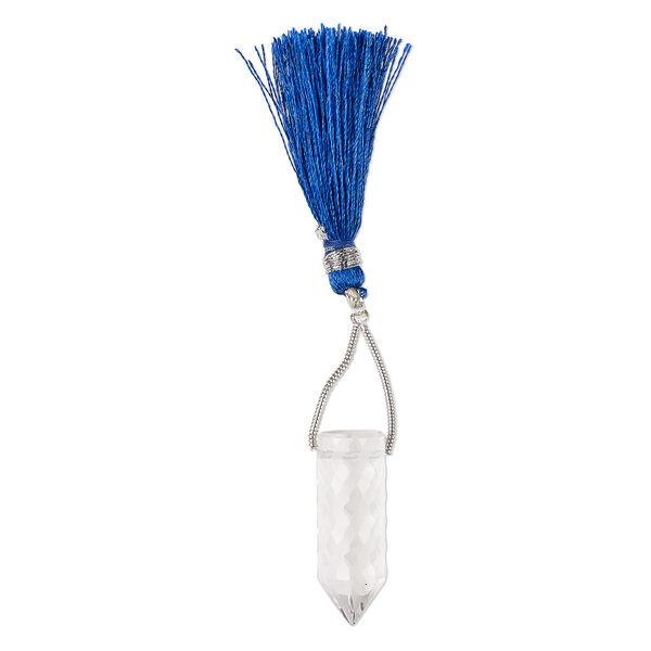 Quartz crystal 1pkg1, matte hand-cut spiral-faceted round point drop natural 27x9mm image number 0