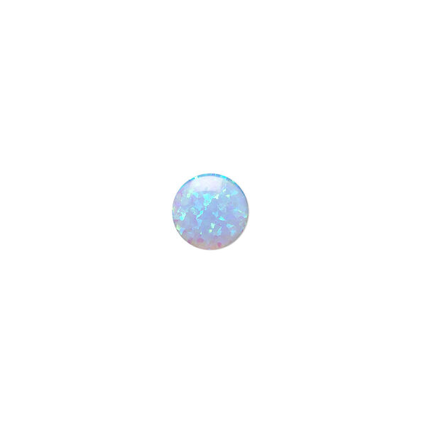 Cabochon, "opal" (silica and epoxy) (man-made), light blue, 8mm calibrated round. Sold individually. image number 0