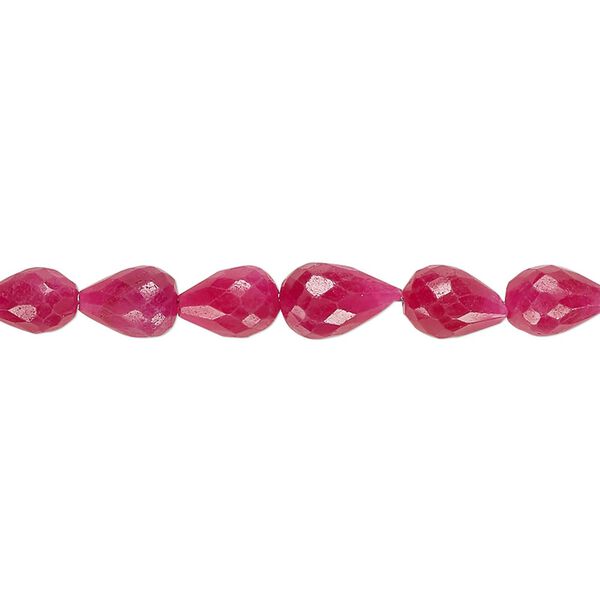 Ruby 1pkg1, hand-cut faceted teardrop bead 8 inch graduated 5x3mm-8x5mm image number 0