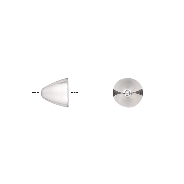 Bead cap, sterling silver, 7x6mm cone, fits 5-7mm bead. Sold per pkg of 4. image number 0