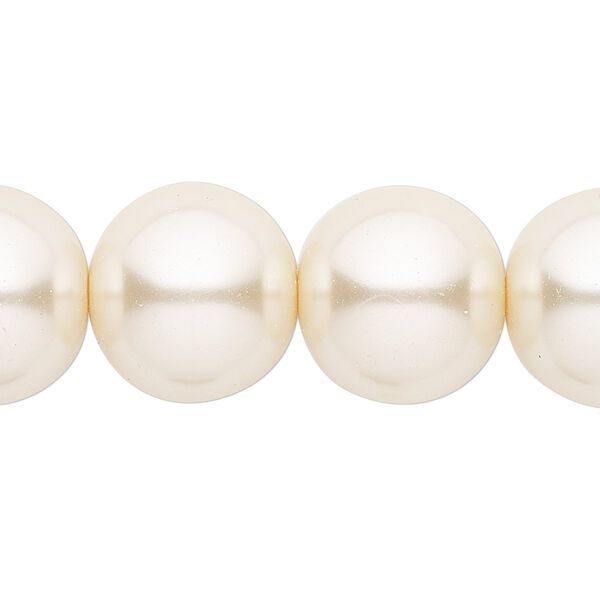 Bead, glass pearl, light peach, 16mm round. Sold per 16-inch strand. image number 0