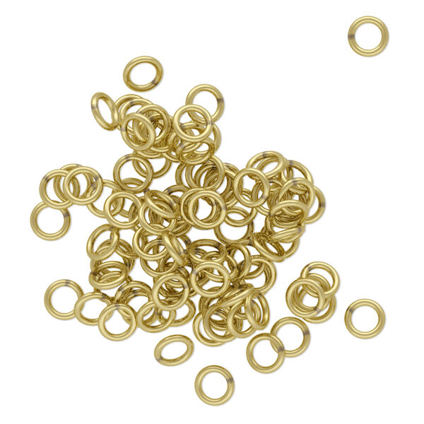 Jump ring, brass, 4.5mm soldered round, 2.9mm inside diameter, 20 gauge. Sold per pkg of 100. image number 0